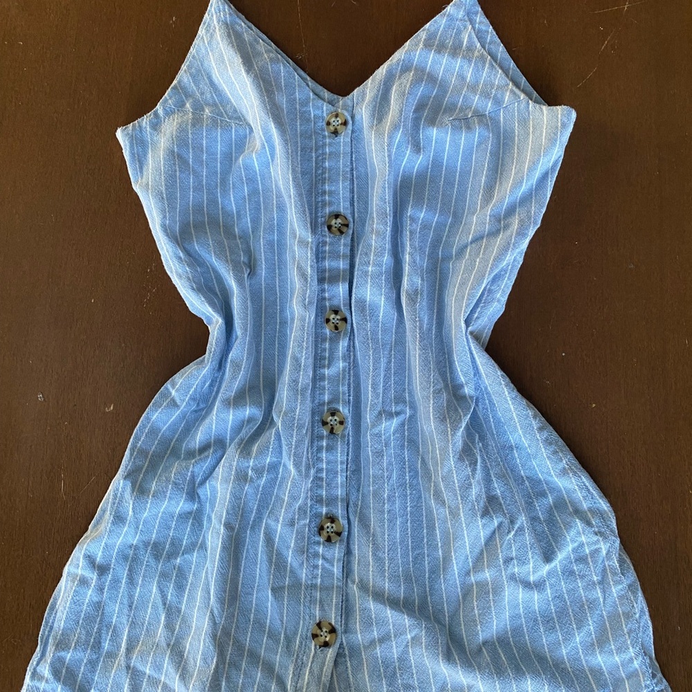 Blue Striped Button-Down Dress